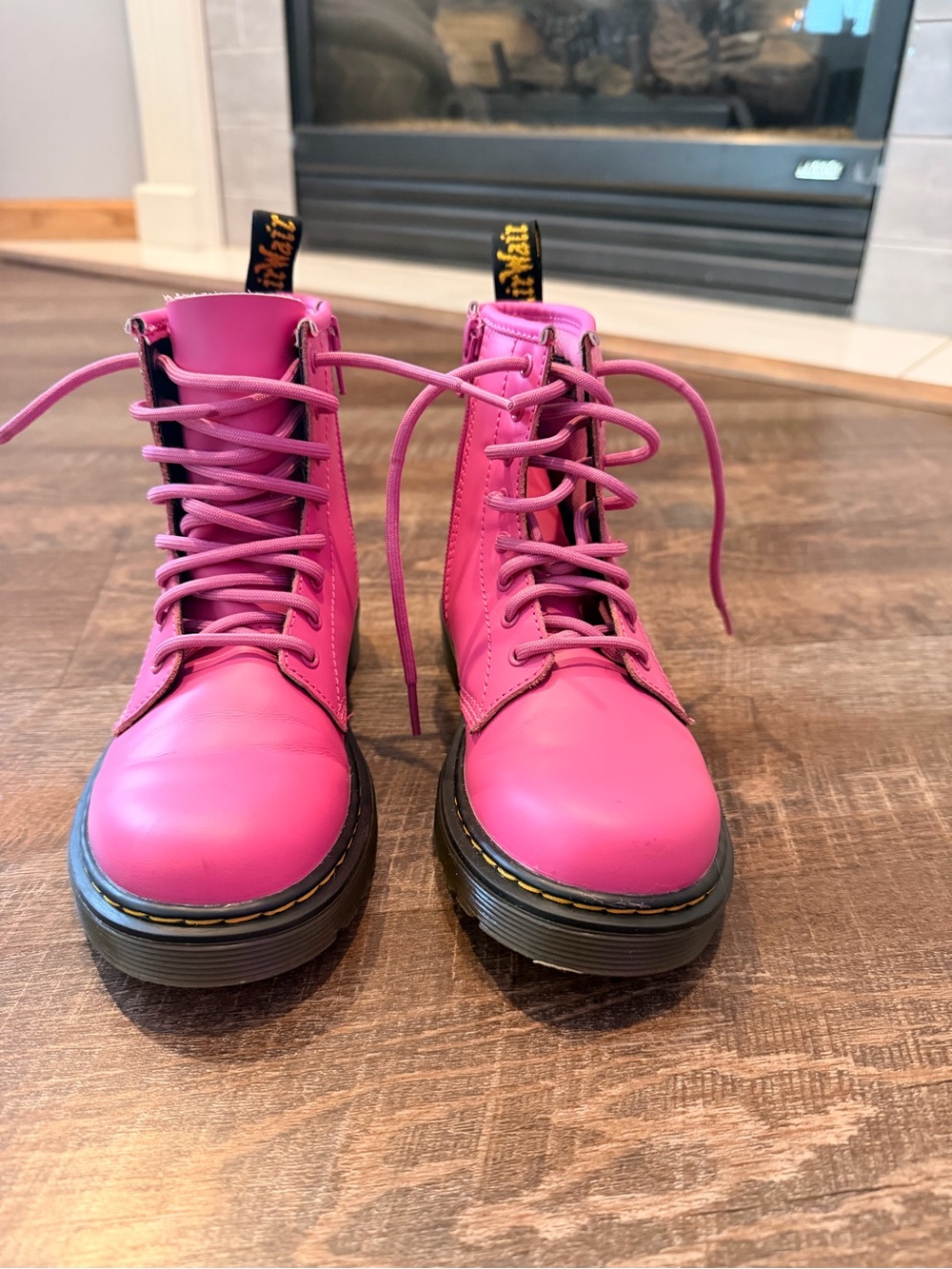 Dr. Martens Kids 1460 Hot Pink Lace-Up Side Zip Boots Size US 2 / EU 33